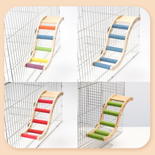 Hamiledyi Nature Wooden Bird Ladder Pet Parrots Climb Bridge Exercise Stands for Parakeet Climbing Chewing Bridge Bird Cage Accessories for Cockatiel Parakeet Lovebirds Budgie (Orange)