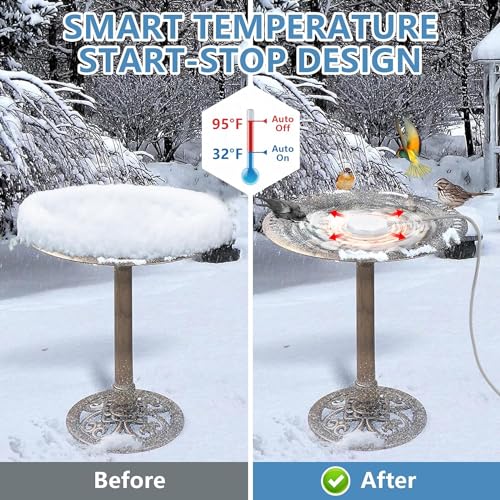 Bird Bath Heater for Outdoors in Winter, 80W Thermostatic Controlled Auto Shut Off Birdbaths Deicer, Winter Water Heated De-icer for Livestock and Poultry in Farm and Yard (2PCS) - style: 2PCS