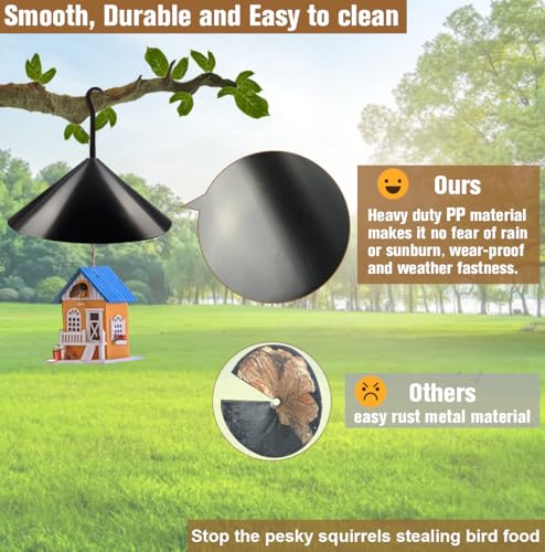 Squirrel Baffle for Bird Feeder Pole, Outside Hanging Mount Bird House Guard for Outdoor Shepherd’s Hook,19 Inch Diameter, 2 Packs - size: Hang mount-2