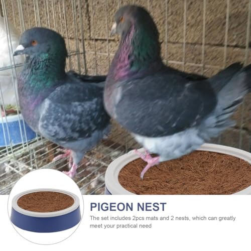 POPETPOP Pigeon Nesting Bowl and Pad Set 4 Bird Mats with 2 Pans Coconut Cushion Bird Egg Nest Accessory for Pigeon Breeding Cage Nesting | Breathable Durable Dove Nesting Box for Small Birds Doves Quails Pigeon Breeding and Hatching - 9.44 X 4.72 Inches