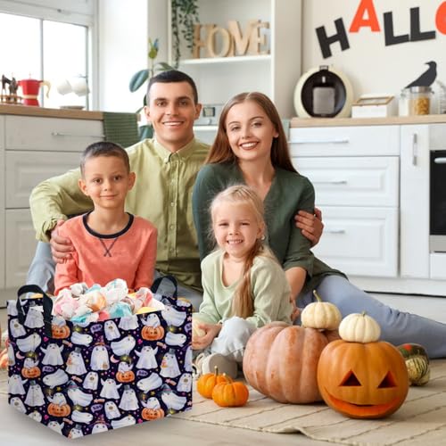 Rectangular Halloween Basket,Trick or Treat Basket for Boys and Girls,Waterproof collapsible storage box,Halloween Decor,Gift box(Purple Halloween) - color: Purple Halloweens