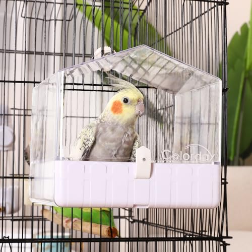 Colorday Hanging Bird Bath for Cage, Pet Parrot Bath, 6.7X6.7X7.74 inch | For Small to Medium Birds, Parakeets, Cockatiels, Budgie, Quaker, Conure, Lovebirds, Finches