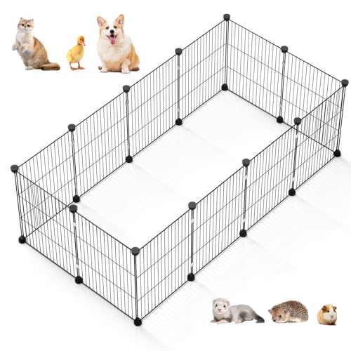 Small Animal Playpen - 12-Panel Metal Wire Pet Fence for Guinea Pigs, Rabbits, Bunnies - Indoor & Outdoor Portable Enclosure, Durable & Easy to Assemble - style: 12-Panel Metal Wire