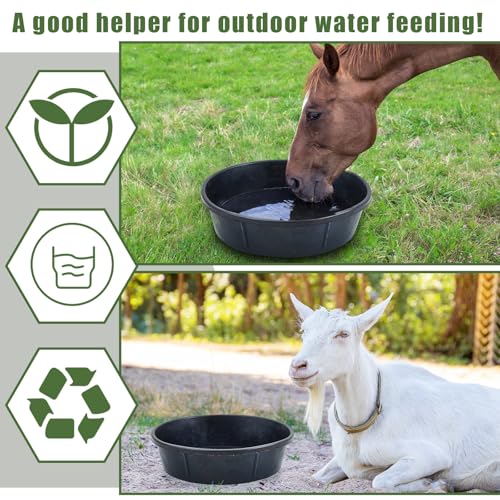 Sadnyy 3 Pcs 12 Quart/ 3 Gallon Rubber Feeder Pan, Rubber Feed Pan Utility Horse Feed Bucket Dog Bowl Horse Feeder for Cats Dogs Goats Chicken Dust Bath Container Animal Feeding, 17.5 x 5.3 inches - size: 12 Quart/ 3 Gallon
