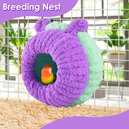 KATUMO Conure Nest, Bird Breeding Nest Cockatiel Snuggle Bed for Budgie, Parakeet, Cockatiel, Conure, Lovebird, Canary, Finch, Hamster, Small Pets - size: L (Lilac)