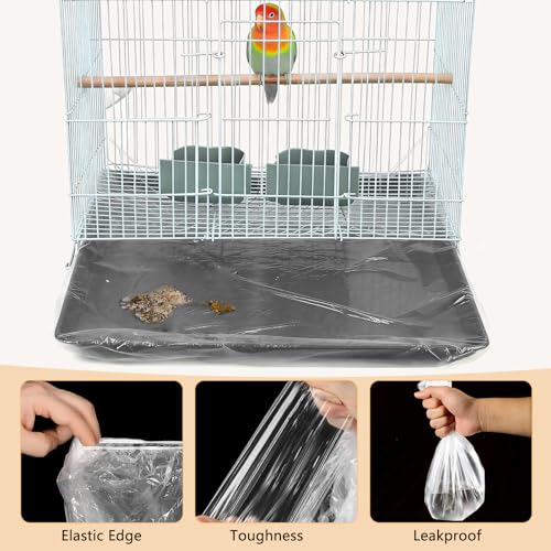 Disposable Bird Cage Liners, Clear Plastic 50 Pcs Birdcage Tray Liner Bags 34" x 22", Bird Cage Accessories Universal Film for Parakeets, Parrots, Finches, Canaries, Cockatiels - size: 34" x 22"