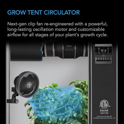 AC Infinity CLOUDRAY S6, Grow Tent Clip Fan 15cm with 10 Speeds, EC Motor | Redesigned Long-Life EC Motor, 10 Dynamic Wind Speeds, 10-Level Oscillation, IP-54 Weatherproof for Hydroponic Cooling - size: 6", Auto Oscillation