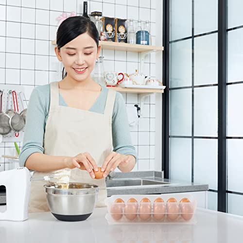 Plastic 18 Egg Holder with Lid, Refrigerator Egg Storage Container, Pack of 4