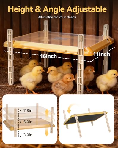 Smart Chicken Brooder Heater, 16"x11" Chick Heat Plate | 13 Temperature and 7 Timer Settings, 200W Coop Heating, UL Certified Safety for 20 Small Chicks Poultry