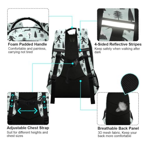 Kids Bigfoot Sasquatch Backpack for Boys Girls School Bags | Elementary Middle, Travel Daypack Lightweight Waterproof with Reflective Strip - color: Bigfoot Sasquatch