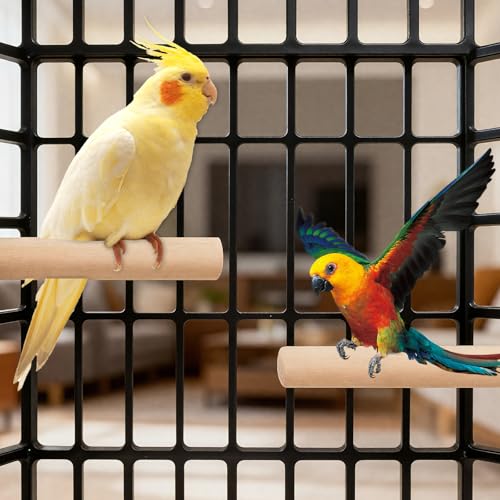2PCS Bird Perches for Cage Wooden Parrot Perch Stand, Parrot Perches Toys Wood Perch with Different Widths Bird Cage Toys Cages Accessories for Macaws, Small Parakeets, Conures, Budgies, Finches