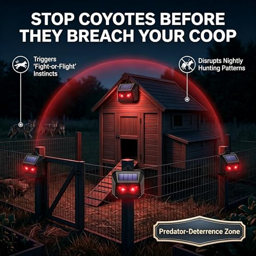 2026 Solar Nocturnal Animal Repeller Coyote Deterrent Predator Lights for Coyote Raccoon Deer Fox Skunk Predator Eyes Animal Deterrent for Chicken Coop Farm Yard,4 Pack