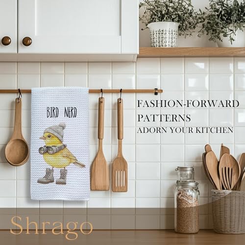 Funny Bird Nerd Kitchen Towels, Birds Lover Watcher Gift Dish Tea Towels for Kitchen, Birding Gifts Decorative Hand Towels for Bathroom Decor, 16x24 Inch - color: Bird Nerd