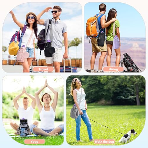 Water Bottle Carrier bag with Strap Phone Pocket for Walking, Hiking, Cycling - color: 9-Grey, size: 32oz-40oz