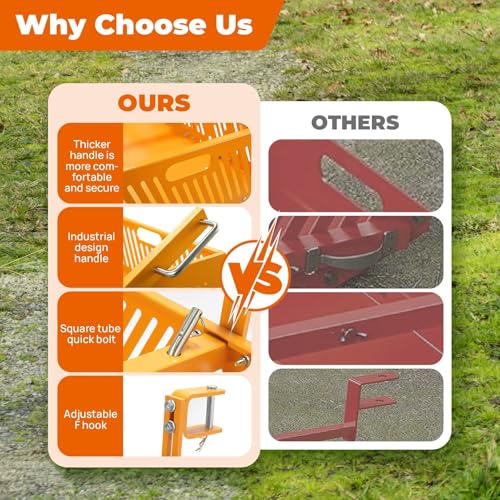 POPMOON 2-in-1 Horse Manure Fork Paddock Cleaner Tow Behind Trailer, 330 lb | Manure Scooper Yard Sweeper for Horse Manure, Heavy Duty Drag Manure Collector Fit ATV UTV Pasture Stable Farm Yard Cleanup - size: 43.5" L -with wheels