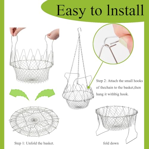 chicken treat dispenser hanging, 9.5in Large Foldable Chicken Ball Vegetable Treat Holder Ball with Hanging Stainless Chain,Sturdy Poultry Cabbage Feeder Basket for Chicken Coop(2 Pack Large)