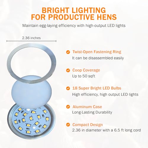 AutoCoop LayLight2 with Smart Timer - Automatic Chicken Coop LED Daylight Extender - Chicken Coop Light with Programmable Settings for Boosting Chicken Egg Production