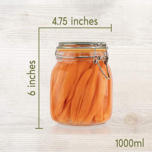 Glass Jar with Airtight Lid 32 oz | Food Storage Jar, Wide Mouth, Leak Proof Kitchen Canister - size: 32 oz