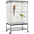 Daoeny Bird Cage Seed Catcher, Large Bird Cage Cover, Adjustable Soft Airy Nylon Mesh Net, Birdcage Cover Skirt Seed Guard for Parrot Parakeet Macaw African Round Square Cages (White, Daisy Design) - color: White, Daisy Design