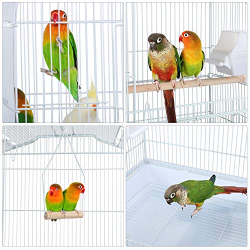Topeakmart Open Top Medium Parrot Flight Bird Cage for 2 Parakeets, White - color: White