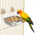 No Mess Bird Cage Feeder Large Capacity Stainless Steel Bird Feeder | No Mess Birds Food Bowl Stainless Steel Birds Bowls with Anti-Slip Perch Stand for Parakeets Budgies Parrots Cockatiels