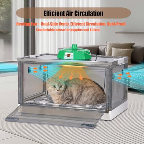 Puppy Incubator with Heating,Temperature Control and Light, Warmer Fan for Ventilation Circulation, Incubator Box for Kitten Puppies and Chick Chicken (85L) - size: 85L