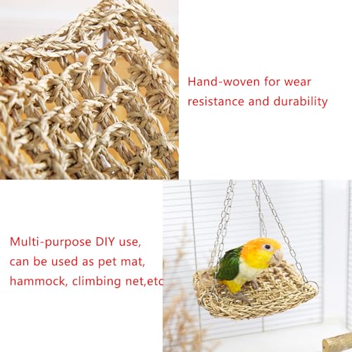 2 Pack Bird Toys Foraging Wall Replacement Bird Seagrass Mat Climbing Wall Hanging Mats for Conure Toys Parakeet Shredder Hanging Toys DIY Cockatiel Parrot Lovebird Cage Toys Small Birds