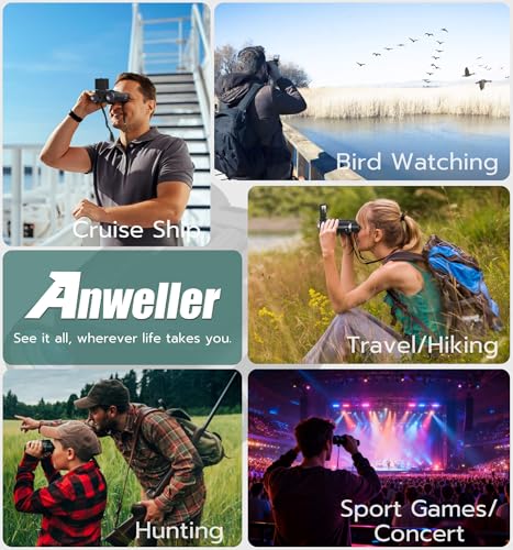 Anweller Binoculars with Camera, 12x32 High Powered Compact Binoculars for Adults and Kids, for Bird Watching, Cruise Ship, Hunting, Travel, Hiking, Sport Games, Concert, with 8GB Card
