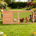 Small Chicken Coop Indoor Outdoor, Wooden Triangle Quail Cage All Weather Used Bunny Hutch with with Wire Fence,Pull-Out-Tray for Chick Duck Rabbit Guinea Pig(Brown) - color: Brown