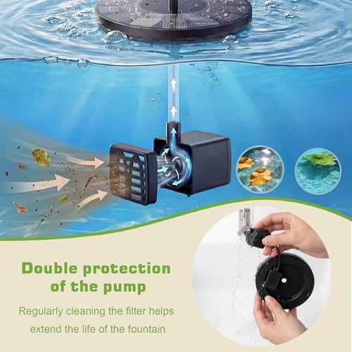 AISITIN 2.5W Solar Fountain, Solar Water Pump with 6 Nozzles & 4 Fix Rods | 2026 New Solar Bird Bath Fountains for Gardens, Small Pools, Ponds, Fish Tanks and Outdoor Water Features