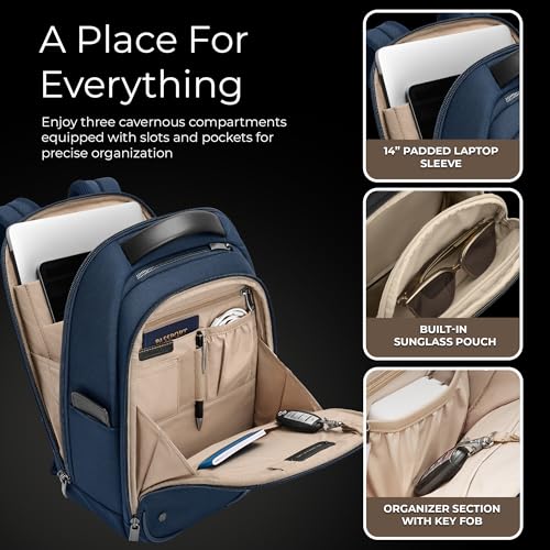 Briggs & Riley @work Slim with Organizational Pockets, Navy - color: Navy, size: Medium Slim Backpack