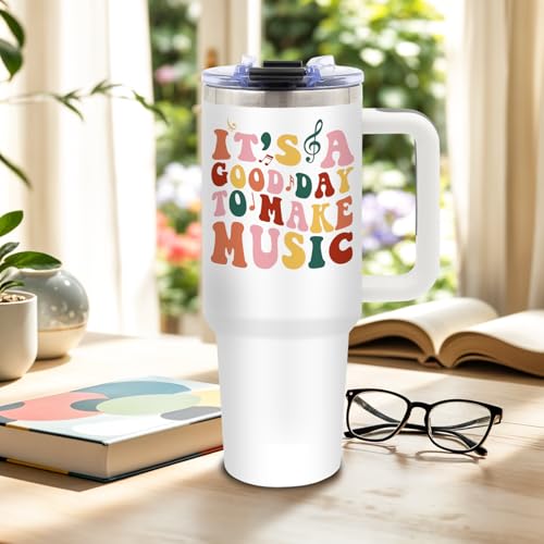DUUV Music Tumbler 40oz, Insulated Inspirational Music Gifts for Women | Musics Lover Tumbler Leakproof, Musicial Student Gift for Musicians Singer Teacher, Birthday Gift for Guitar Players, 1 Pack - color: Creating Music