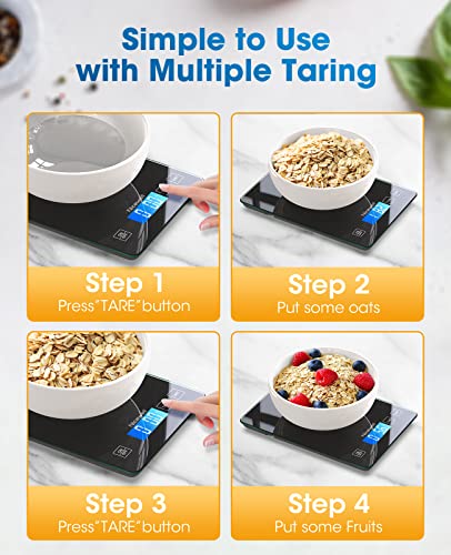 Digital Kitchen Food Scale 22lb for Cooking Baking | 1g/0.1oz Precise, Backlit LCD, Tare Function, Easy Clean,Weight Grams and Ounce - color: Black