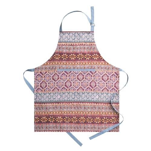 Maison d' Hermine Aprons for women with Pocket 100% Cotton (27.50"x31.50") | Adjustable Neck Strap & long ties Apron Men Chef Wedding Cooking Gardening Server Maid - color: 050 - Fair Isle