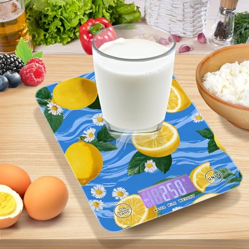 Food Scale Kitchen Scale Food Weight Scales Digital Weight Grams and Ounces Small Electronic Food Scale for Baking Cooking Blue Wave Lemons Daisy - color: Blue Wave Lemons Daisy