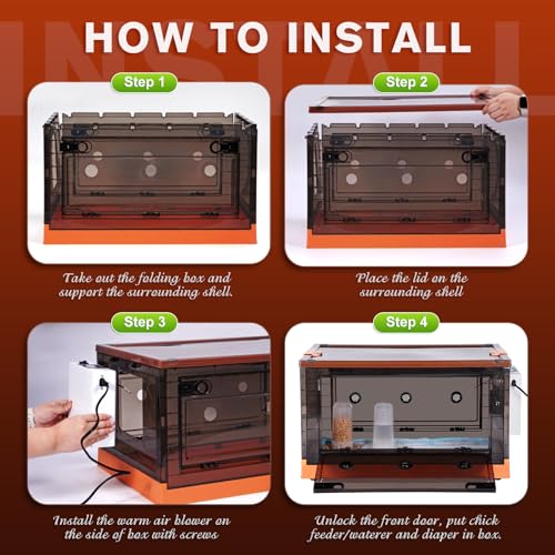 88L Chicken Brooder Box for Chicks, 32-107.6℉Adjustable Temperature Chicks Warmer for 20 Ducks Quail with Feeder and Waterer Heater Indoor Bedding Brooder for Chicken Coop & Quail Cage (88L)