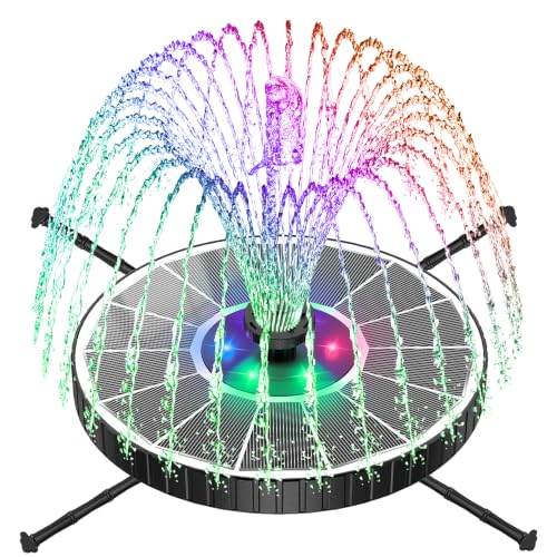 SZMP 3.5W Glass Solar Fountain with Swivel-Out Fixed Rods, Solar Bird Bath Fountains with LED Lights and 2000mAh Battery, 7 Nozzles, Outdoor Solar Water Fountain Pump for Garden, Pool, Pond (White) - color: White