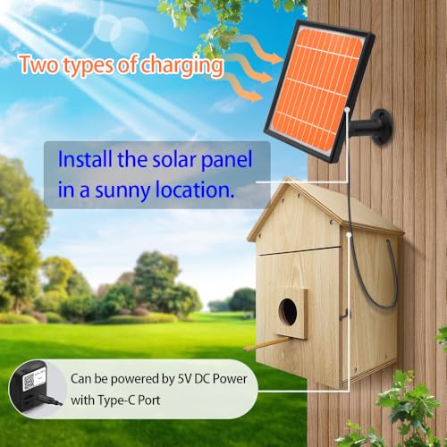 X32D Solar Powered Outdoor Wireless Birdhouse with WiFi Camera | Nesting & Hatching View, Motion Detection, SD Card, Cloud Storage, IR Night Vision, IP65, for Bluebird Swallow Wren Chickadee