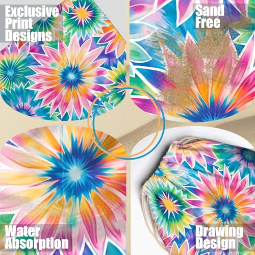 Tie Dye Beach Towel Bag - Summer Colorful Picnic Blanket Travel Camping Towel for Family - color: Tie Dye Multi