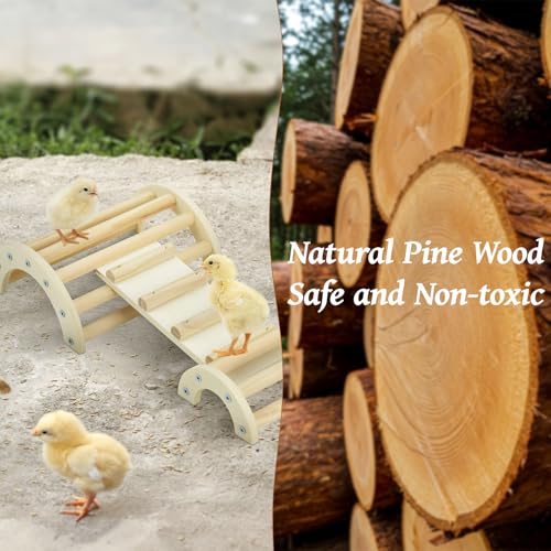 Chicken Perch Roosting Bar Jungle Gym Wooden Arch Bridge Platform Stand Ladder 3in1 Climbing Ramp Toys for Chick Hamsters Gerbils Mice Rodent and Small Animals