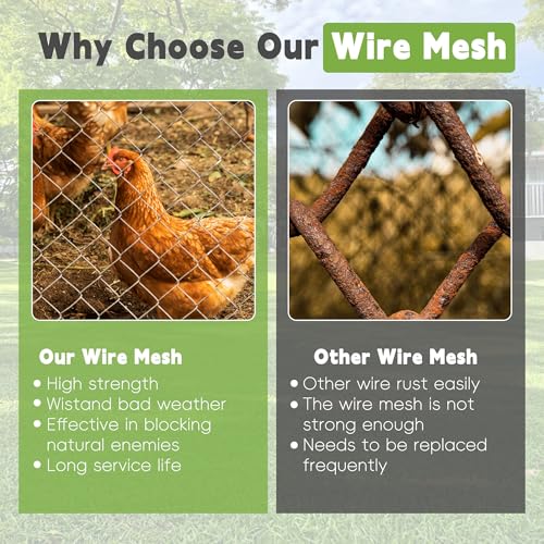 6FTx150FT Chicken Wire Netting 2IN Galvanized Wire Mesh Hexagonal for Poultry Garden Fencing Barrier - size: 6FTx150FT