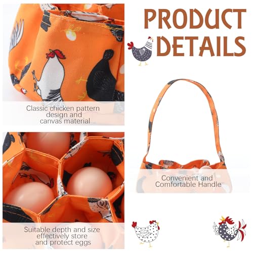 2 Pieces Egg Basket Mini Egg Collecting Bags Gathering Basket with 7 Pouches for Farmhouse Chicken Hen Duck Goose Housewife Garden Transporting Storage, 8 x 2.6 Inch(Orange) - color: Orange