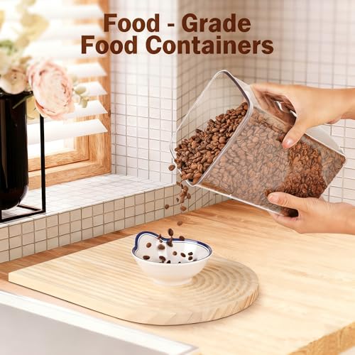 Melovom Pop Airtight Food Storage Containers Set with Lids, Large 4.2Qt/4L Food Containers with Scoop, Kitchen Pantry Organization and Storage, BPA Free Stackable Cereal Container (2 * 4.2Qt) - color: gray, 2*4.2Qt