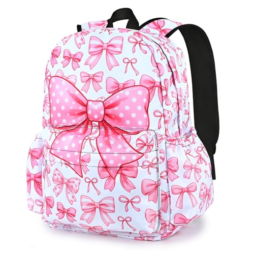 White Pink Kids Backpack School Backpack Teens Bookbag for Girls Boys Hiking Camping Travel Sports - color: White