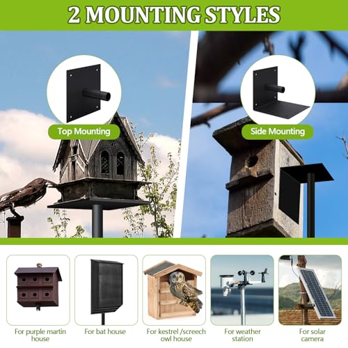 Yaocom 2 Pack 12ft Telescoping Bat House Purple Martin House Pole - Supports 5kg, Anti-Oxidation Steel with Heavy Duty 5-Claw Base & 2 Mounting Platforms, Outdoor Use