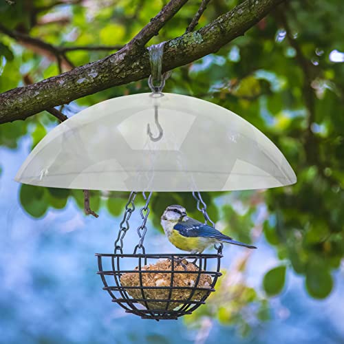 2 Pcs 10 Inch Squirrel Baffles Plastic Bird Feeders Protective Cover Dome Rain Proof with Hooks for Hanging Bird Seed Covers Rain Guards(Clear, Red) - color: Clear, Red