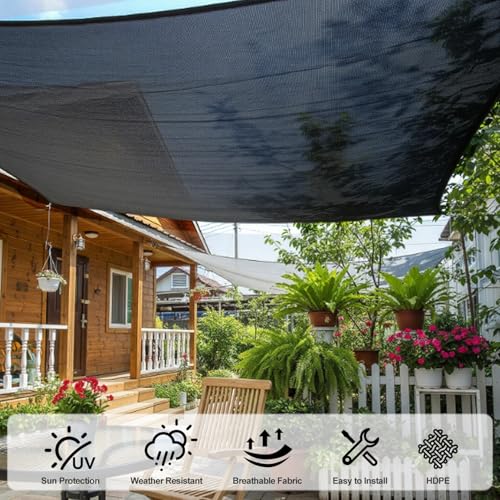 SUNNY GUARD Sun Shade Cloth, 6 x 8 FT Black HDPE Mesh | 65-75% Breathable shade cover creates a cooler space for plants, vegetables, greenhouses, patios, chicken coops, and kennels - color: 70 SHADE-BLACK, size: 6 FT x 8 FT