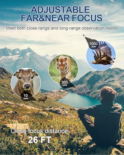 12x50 High Powered Binoculars - HD Low Light Vision for Bird Watching/Hunting/Cruise, Waterproof with Compass & Phone Adapter