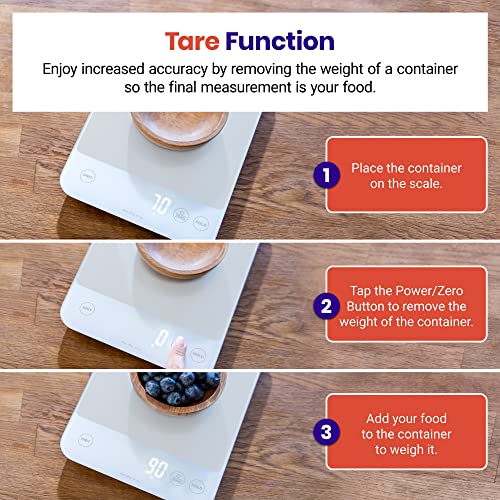 Etekcity 22lb Food Kitchen Scale, USB Rechargeable, IPX6 Waterproof | Digital scale with grams & ounces, 1g precision, 5 weight units, tare, ideal for baking and meal prep, White - color: Achromatic White
