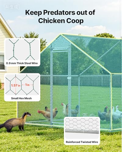VEVOR Large Metal Chicken Coop, 19.7x9.8x6.5ft Walk-in Chicken Runs for Yard with Cover, Spire Roof Hen House with Security Lock for Outdoor and Backyard, Farm, Duck Rabbit Cage Poultry Pen - size: 236.2"L x 118.1"W x 66.7"H